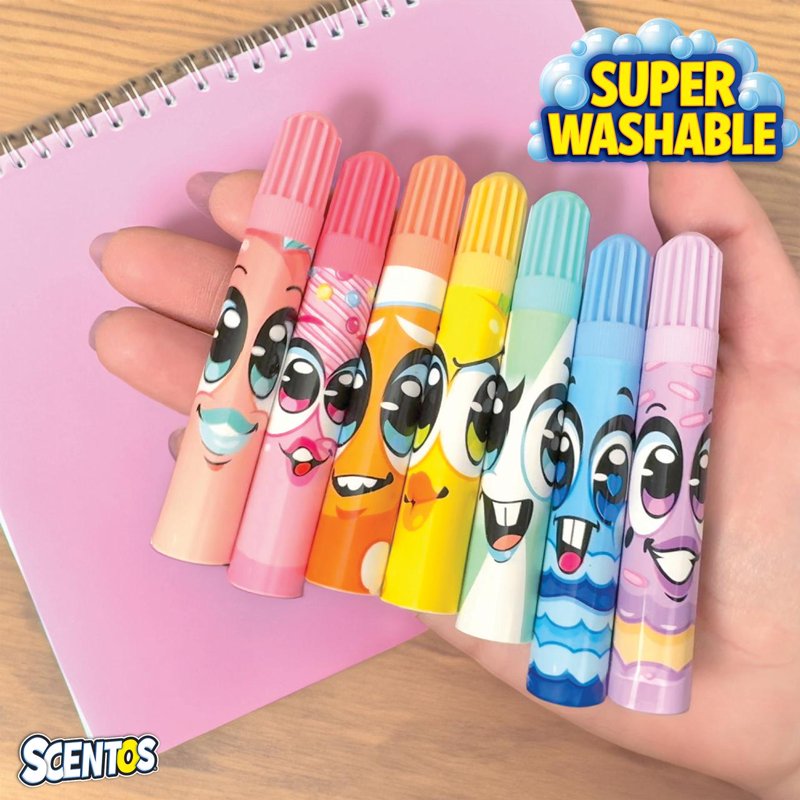 Scentos Fruit Scented Mini Markers for Kids - Washable & Kid Approved, 8 Pack or 16 Pack