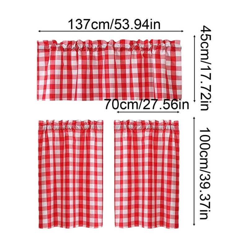 Farmhouse Style Kitchen Curtains 3-Piece Set Blackout Window Drapes