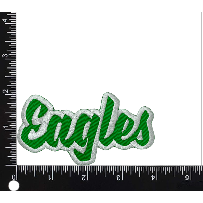 Embroidered Eagle Iron-On Patch - Green & White, 2x4 Inch, Durable Fabric