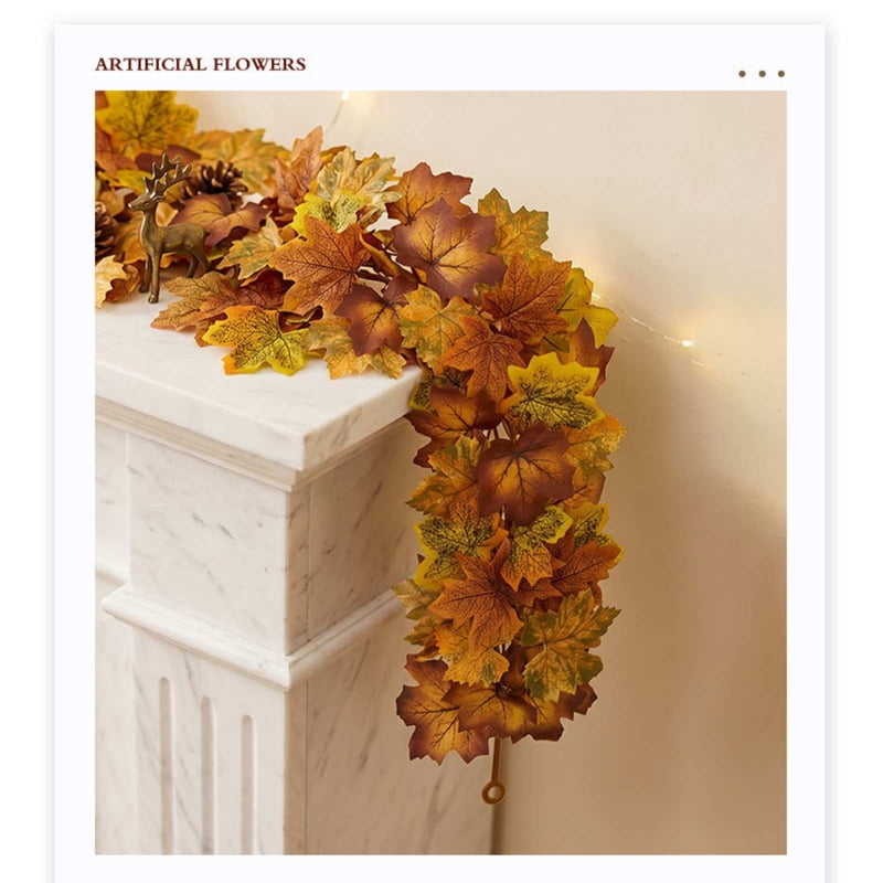 Artificial Fall Maple Leaf Vine Garland - 68 Inch Autumn Decoration for Thanksgiving & Halloween