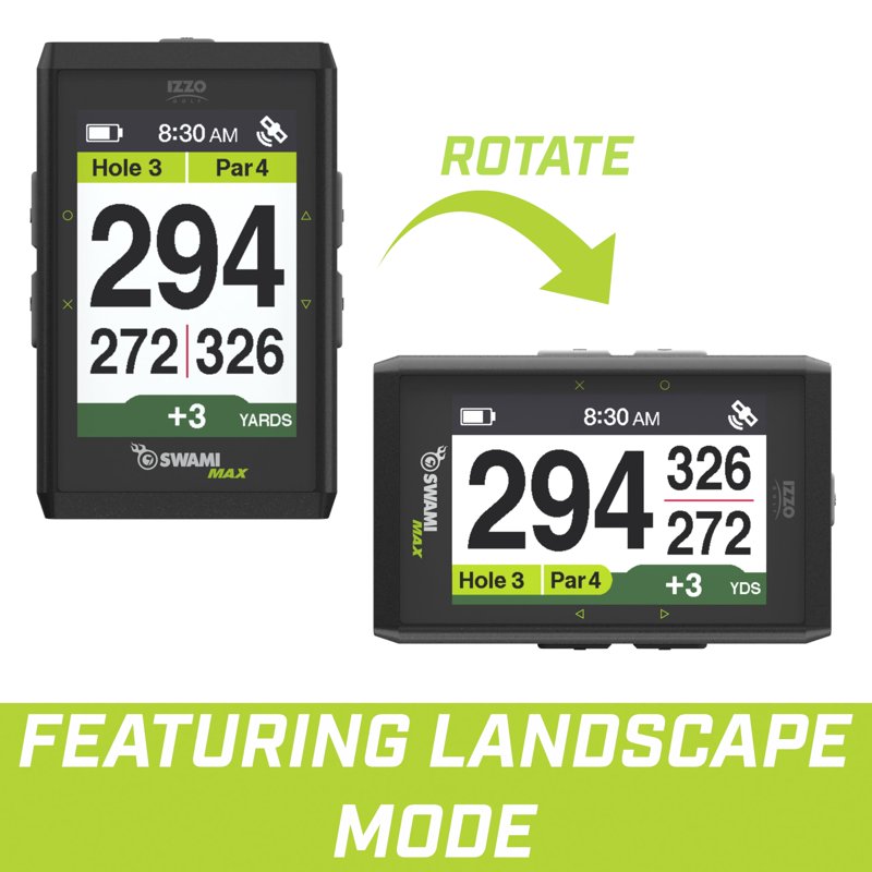 IZZO Swami MAX Golf GPS Rangefinder with 3.5" Color Display & Cart Magnetic Mount