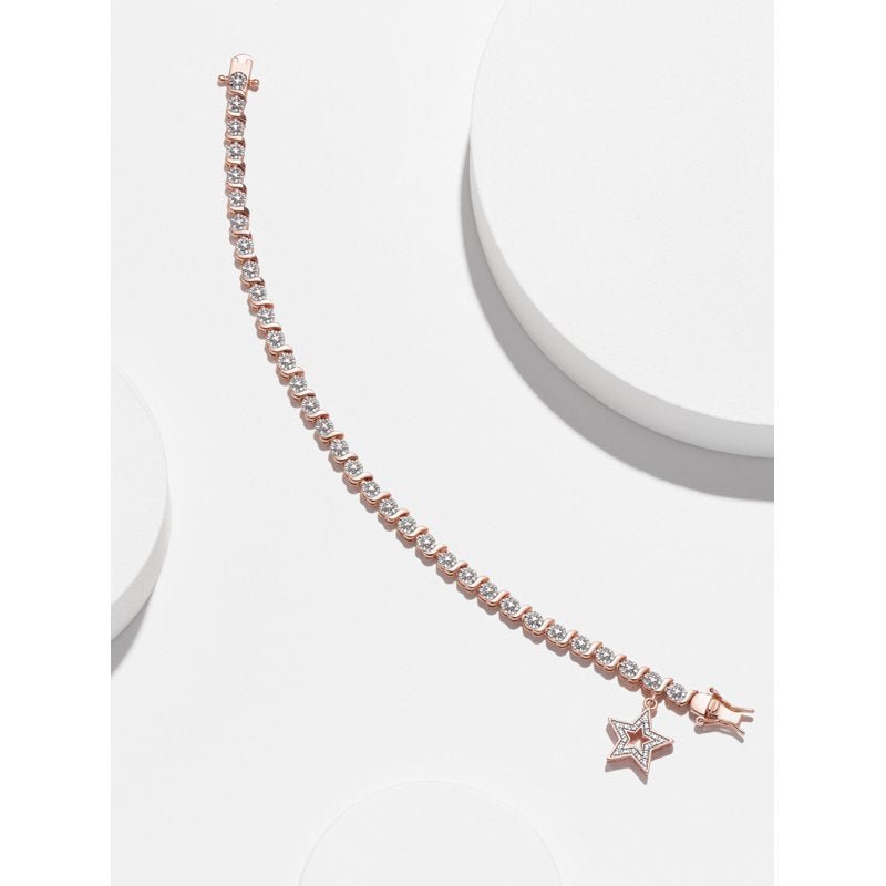 Diamond Accent Star Charm Tennis Bracelet 14K Rose Gold Plated 7.25"