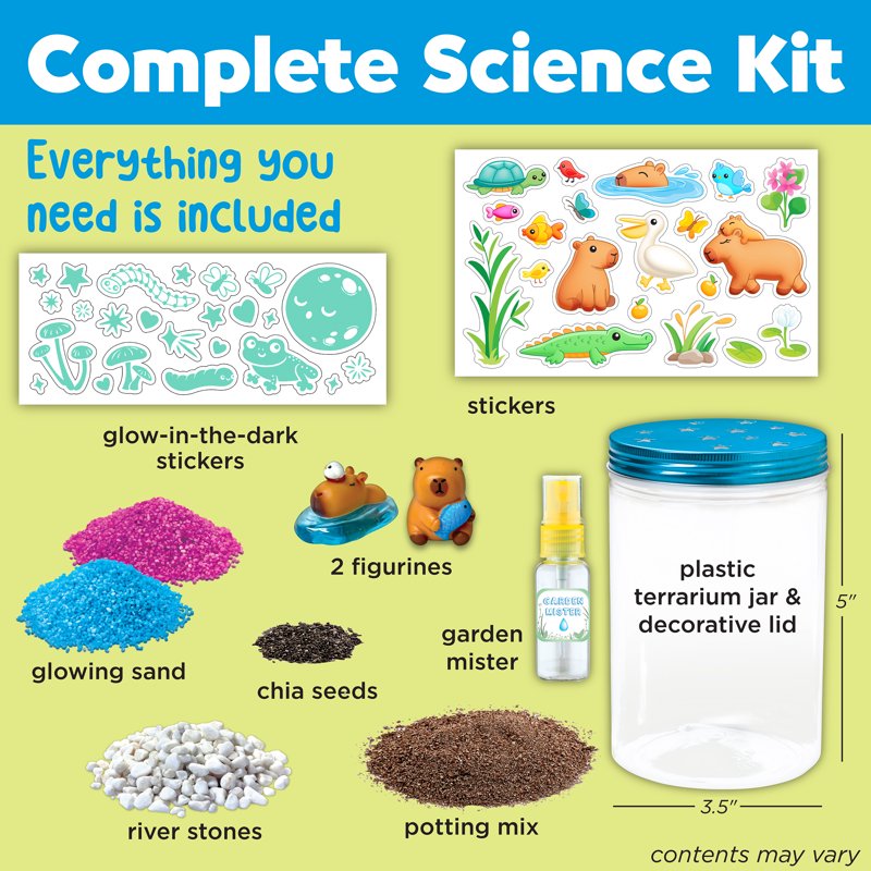 Kids Grow 'N Glow Terrarium Kit - STEM Eco-System Craft & Science Set