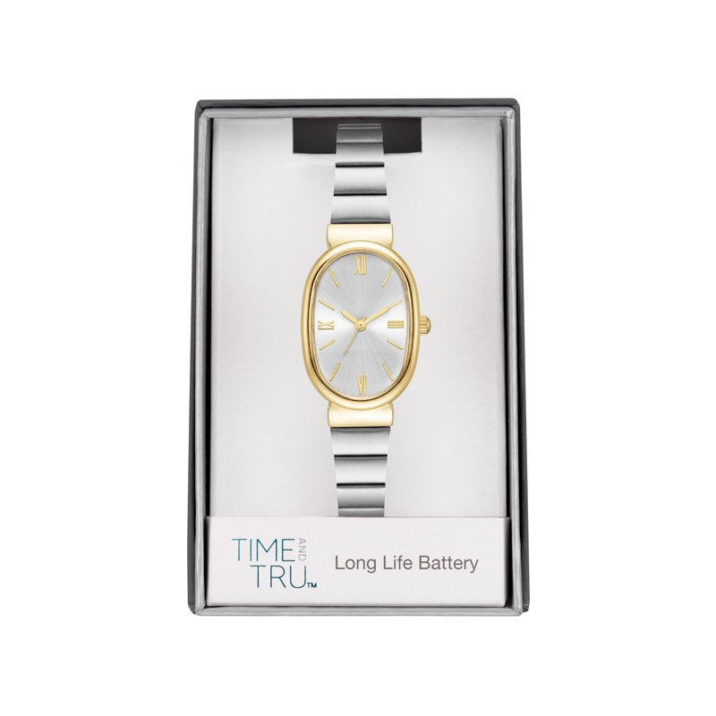 Women's Two-Tone Expansion Band Wristwatch - Elegant Silver Dial & Roman Numerals