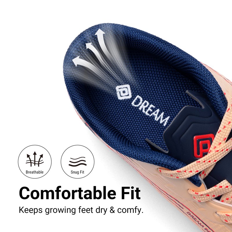 Dream Pairs Kids Soccer Cleats Coral Pink - High-Speed, Lightweight Football Shoes (Variation 6)