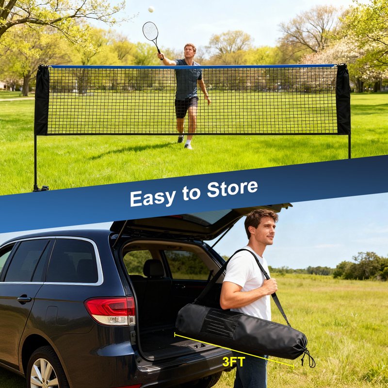 Adjustable Badminton Net with Carry Bag - Indoor & Outdoor Sports Equipment
