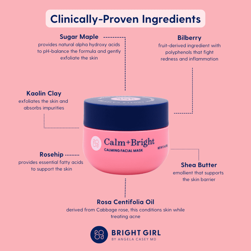 Bright Girl Calm + Bright Calming Face Mask for Teens 1.7 oz - Sensitive Skin Care