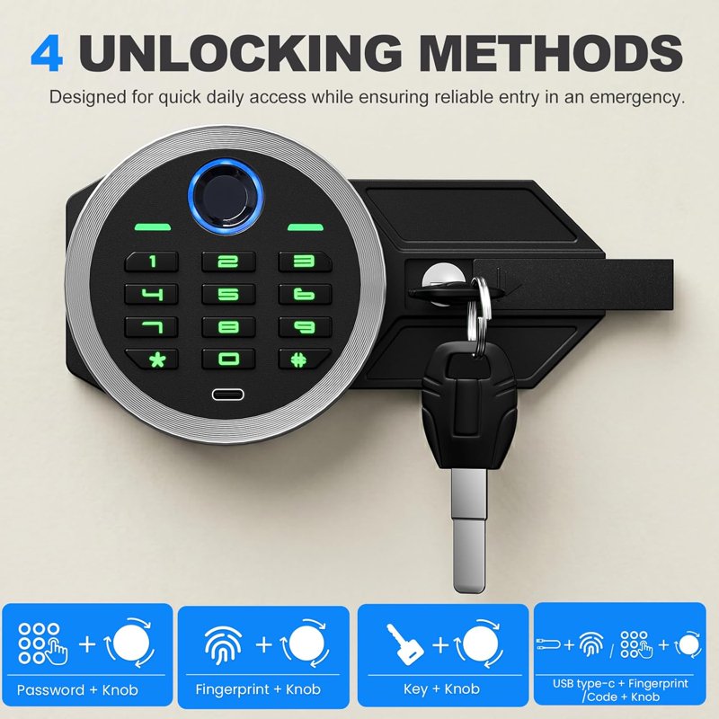 Large Biometric Gun Safe 10-12 Guns Lockable Cabinet with Accessories