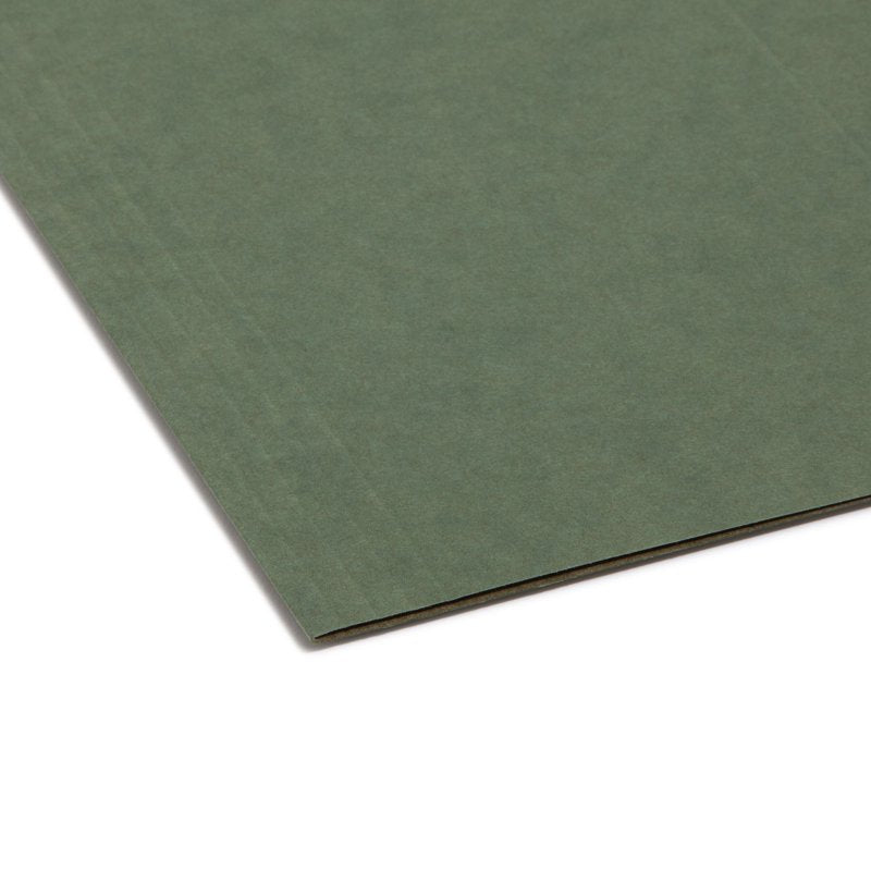 Green Hanging File Folders with Tabs - 25 Letter Size, Recycled Paper