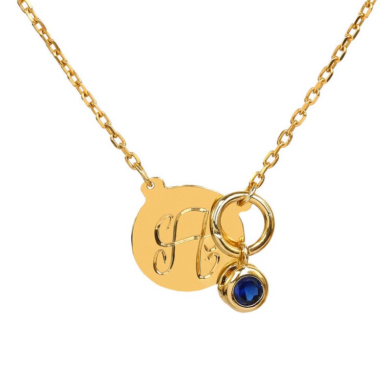 Personalized Sterling Silver Initial Necklace with Birthstone - Custom Engraved Pendant for Women