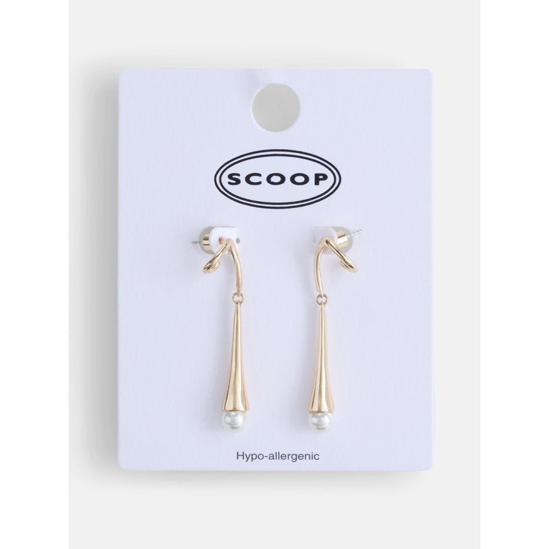 Gold Tone Faux Pearl Drop Earrings for Women - Elegant Jewelry Accessory