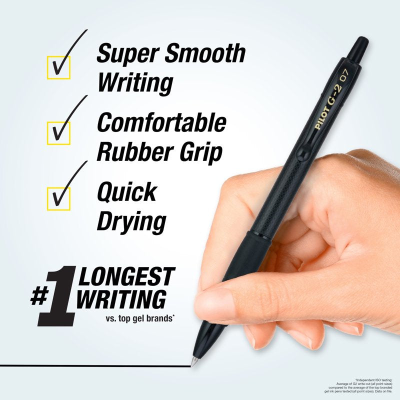 Gel Pens 0.7mm Fine Point Retractable Black Ink – 5 Pack