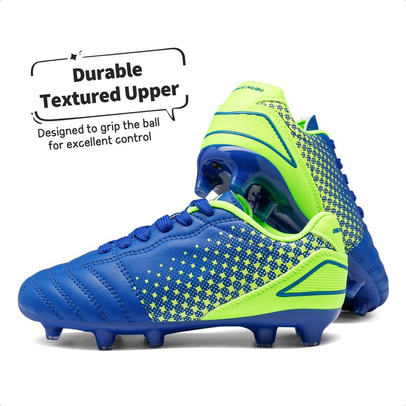 Dream Pairs Kids Soccer Cleats - Royal Blue Neon Green Lightweight Football Shoes