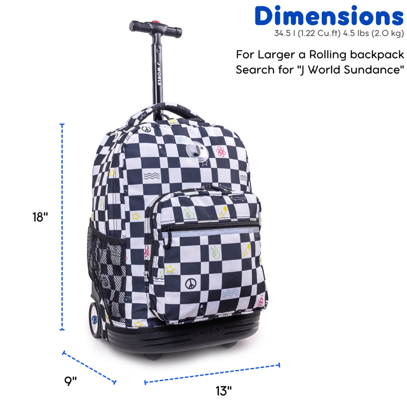 Kids & Adults 18-Inch Rolling Backpack for School & Travel - Lightweight & Durable with Multiple Compartments