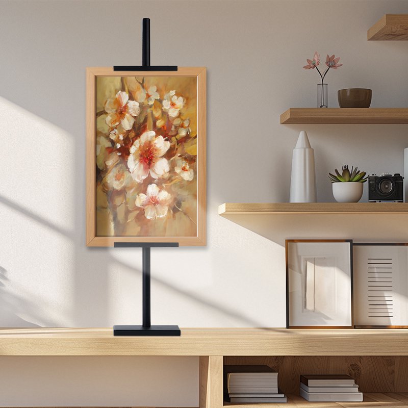Adjustable Tabletop Easel Stand for Frames, Art, Signs Up to 28 Inches - Black & Gold