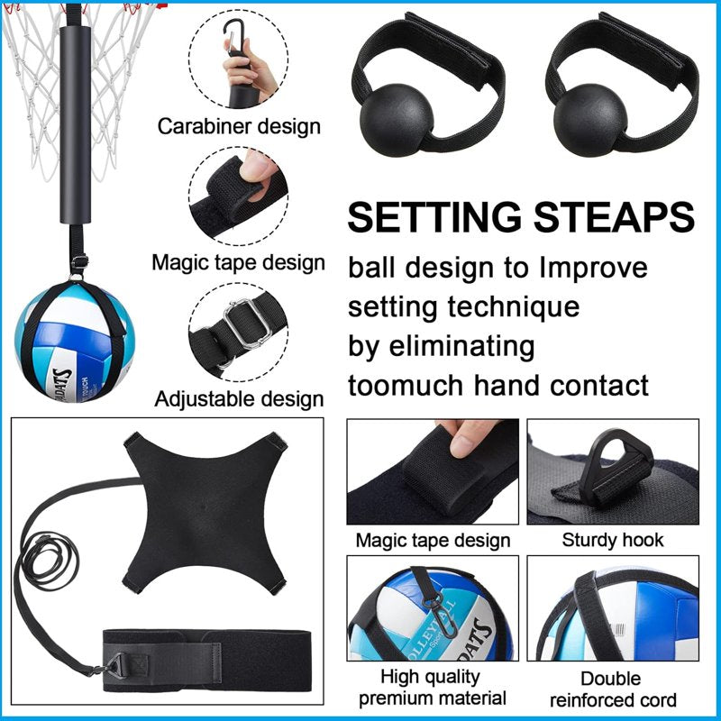 Volleyball Spike Trainer with Return Belt - Solo Practice Equipment for Beginners