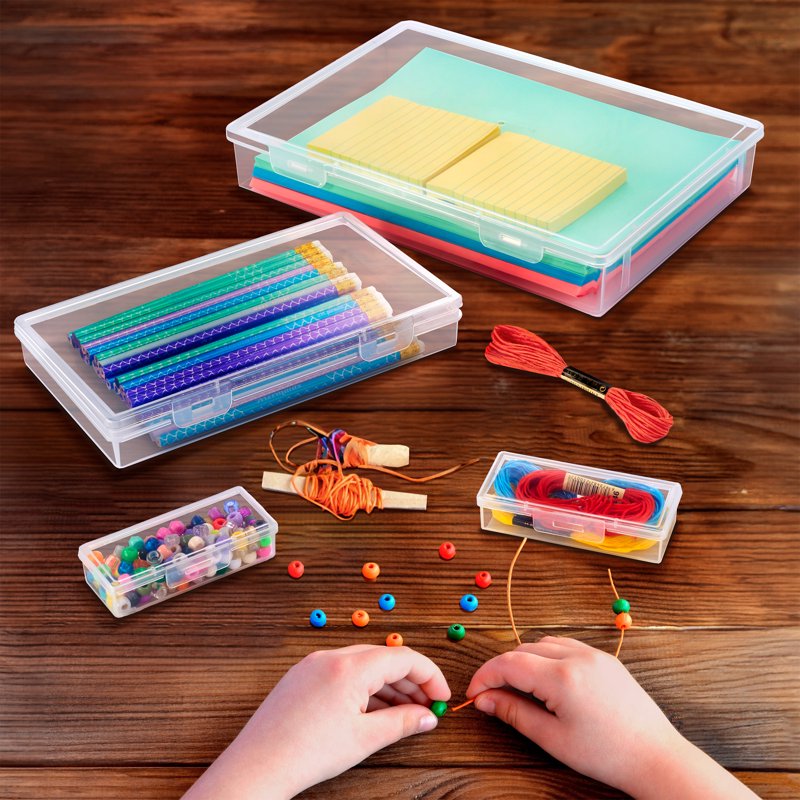 Stackable Plastic Storage Bins Set for Crafts Beads Yarn & More - Variety Pack
