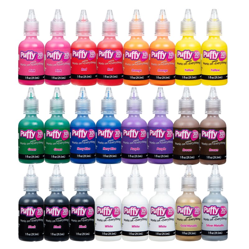 Puffy 3D Paint Artist Pack - Multi-Surface Permanent Puffy Paints, 24 Colors