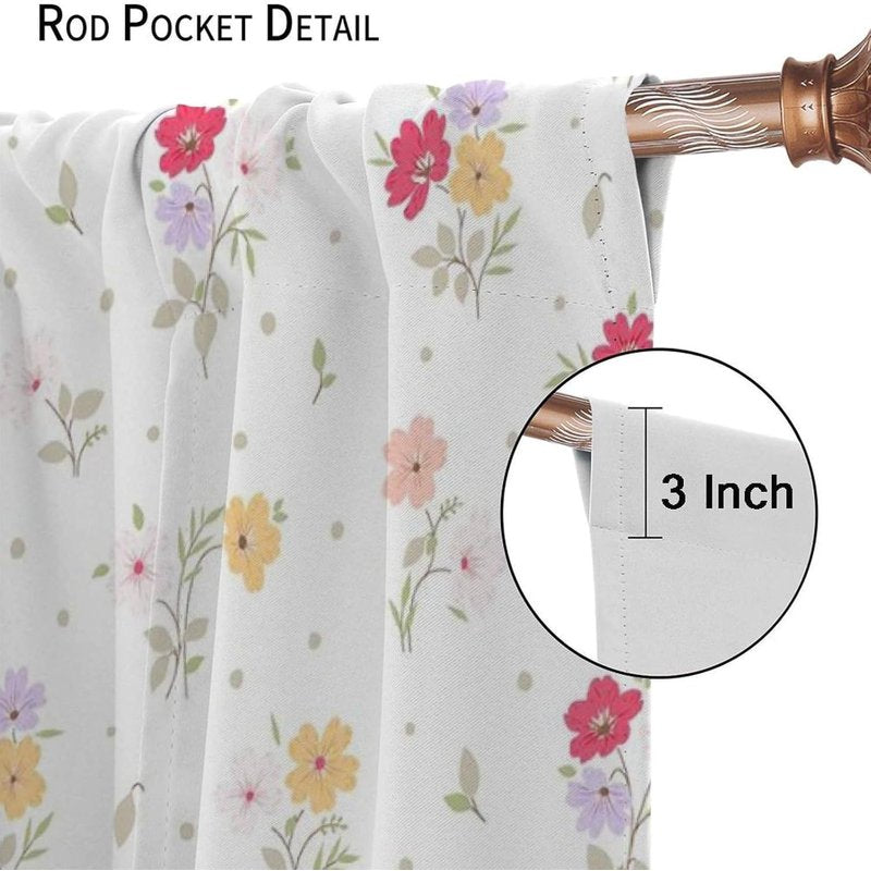 Colorful Floral Curtains - Modern Window Drapes for Bedroom & Living Room
