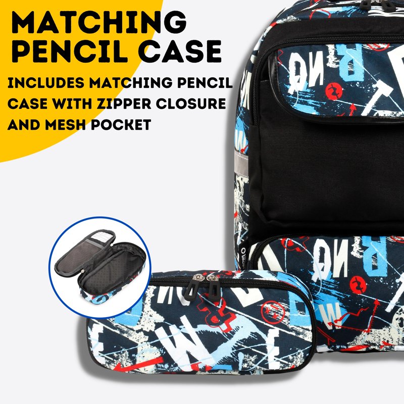 Kids 15-Inch School Backpack with Pencil Case and Reflective Tape