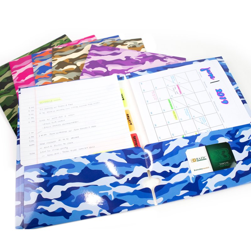 Camouflage Paper 2-Pocket Folder for School & Office Supplies - Bulk 48-Pack