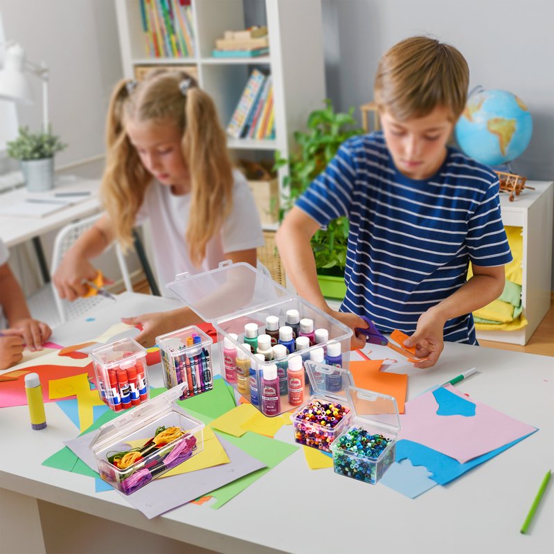 6-Piece Sewing & Craft Storage Container Set with Lids - Organize Beads, Buttons, and Supplies
