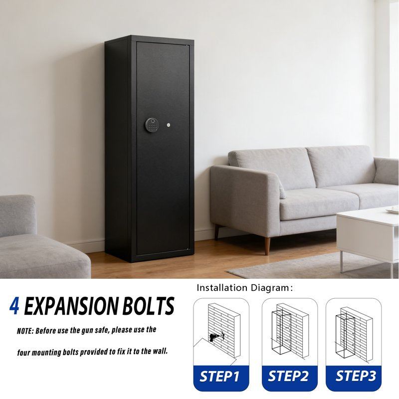10-12 Rifle Gun Safe with Quick Access Biometric Lock and Removable Rack