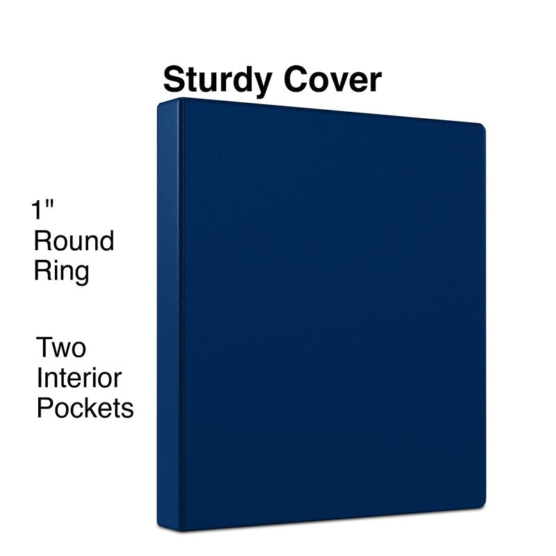 Staples 1-Inch Round Non-View Binder Navy - Holds 175 Sheets, 3 Rings