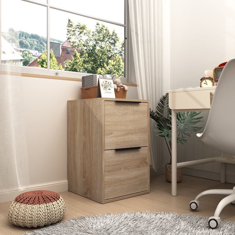 Wooden 2 Drawer Vertical File Cabinet for Home Office - Letter Size Storage