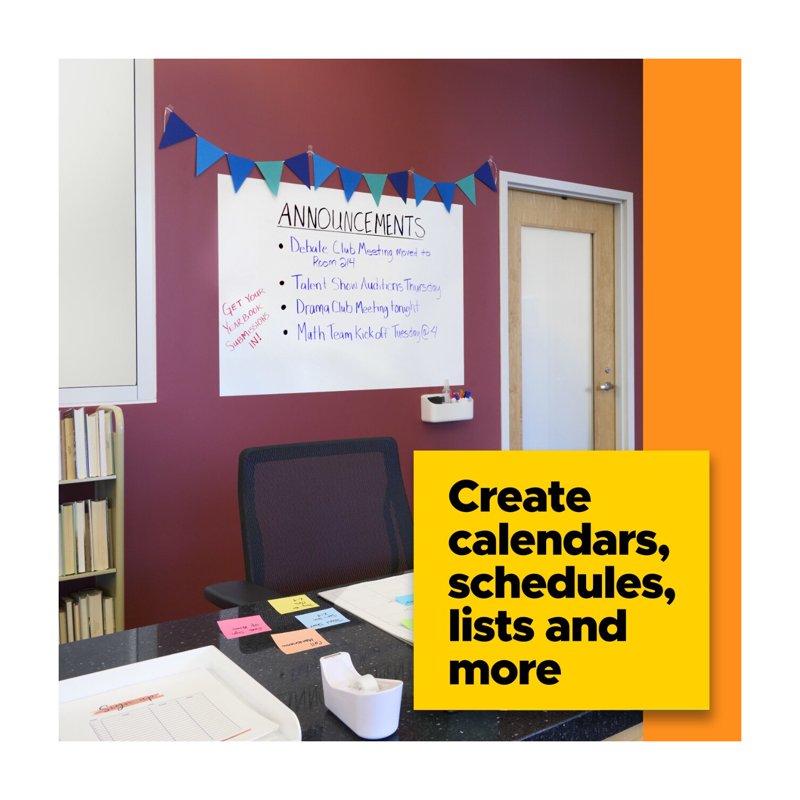 Self-Stick Dry Erase Film Surface - White 3x2 Ft, Reusable Whiteboard