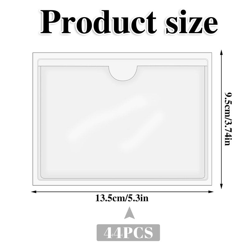 44-Pack 3x5 Inch Clear Adhesive Label Holders for Storage Bins & Shelves