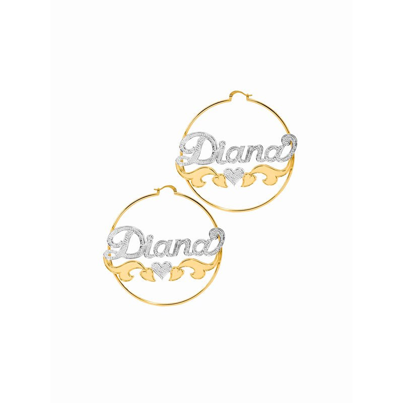 Personalized Hoop Name Earrings with Beading and Rhodium – Customizable Gift for Women