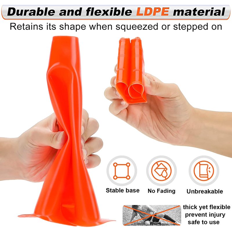 9-Inch Sports Training Cones - 24 Pack for Soccer Football Basketball Agility
