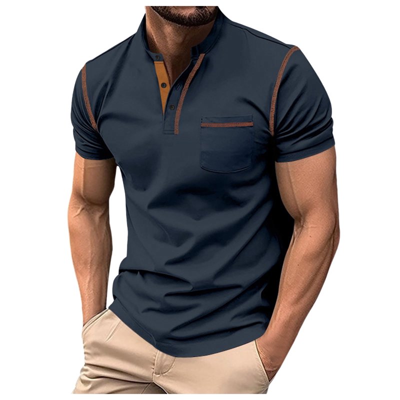 Men's Casual Polo Shirt - Cotton V-Neck Short Sleeve Golf & Sportswear