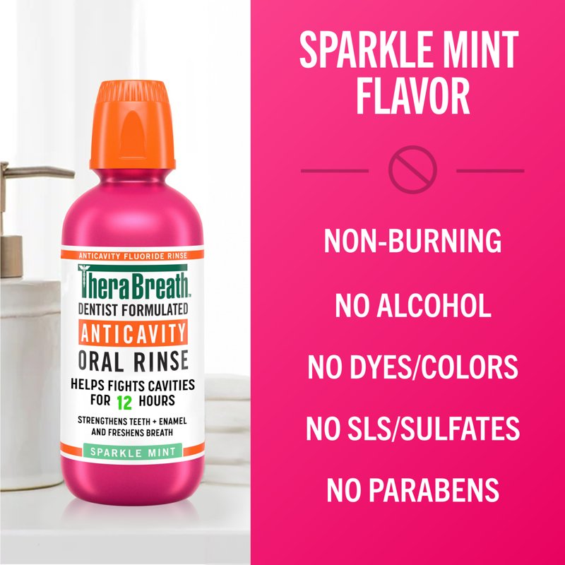 Fluoride Mouthwash for Adults - Alcohol-Free, Sparkle Mint, 16 fl oz, 2 Pack