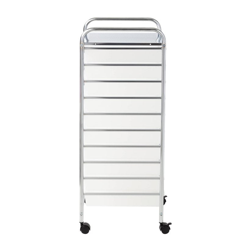 Multi-Color Rolling Craft Cart with 10 Clear Drawers and Lockable Wheels