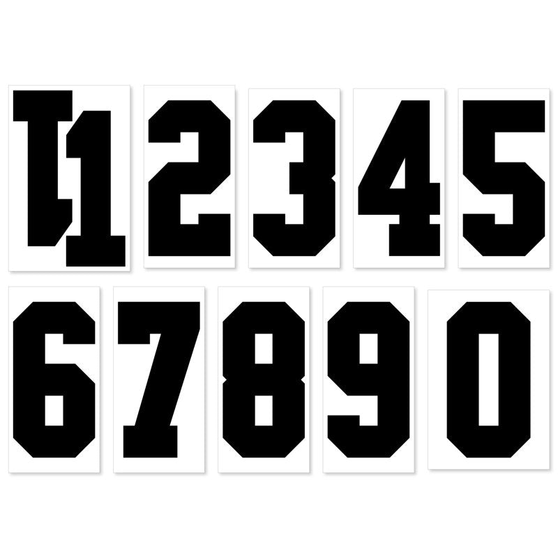 8-Inch Black Vinyl Iron-On Numbers for Fabric Personalization, 10 Sheets