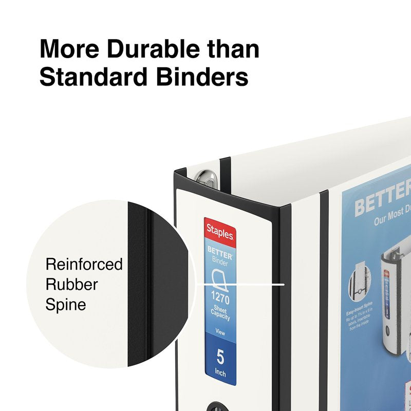 Heavy Duty 5-Inch White Binder - 1270 Sheet Capacity, File Organizer