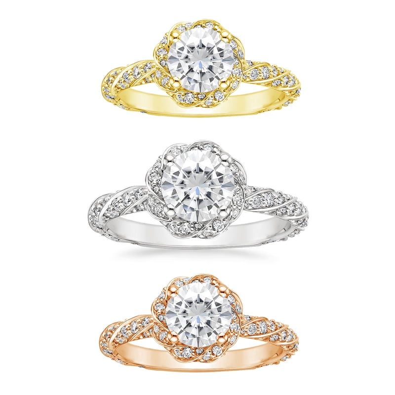Sterling Silver Engagement Ring with Swarovski Stones & Twisted Halo