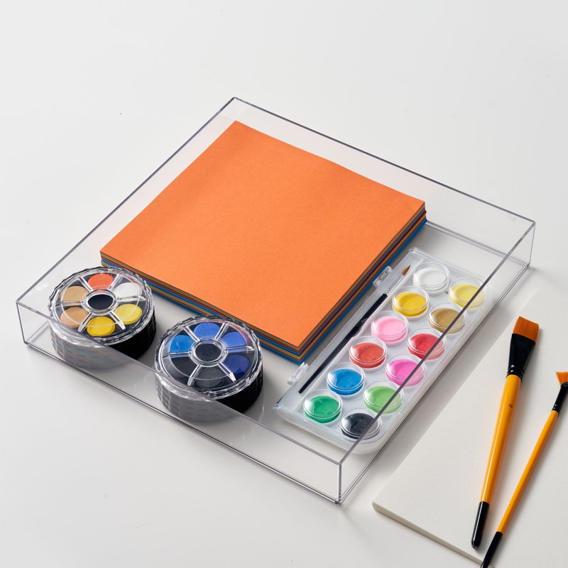 12x12 Clear Stackable Craft Storage Tray for Scrapbook & Office Supplies
