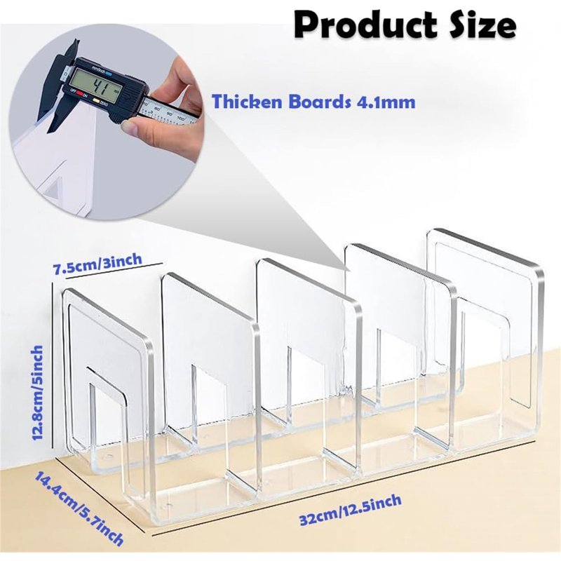 Clear Acrylic File Organizer with 4 Slots - Desk & Office Document Storage