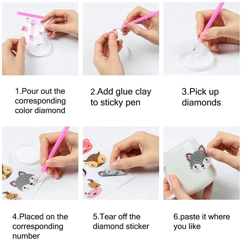 Kids Diamond Painting Kit with Animal Stickers - 42pcs Arts & Crafts Set