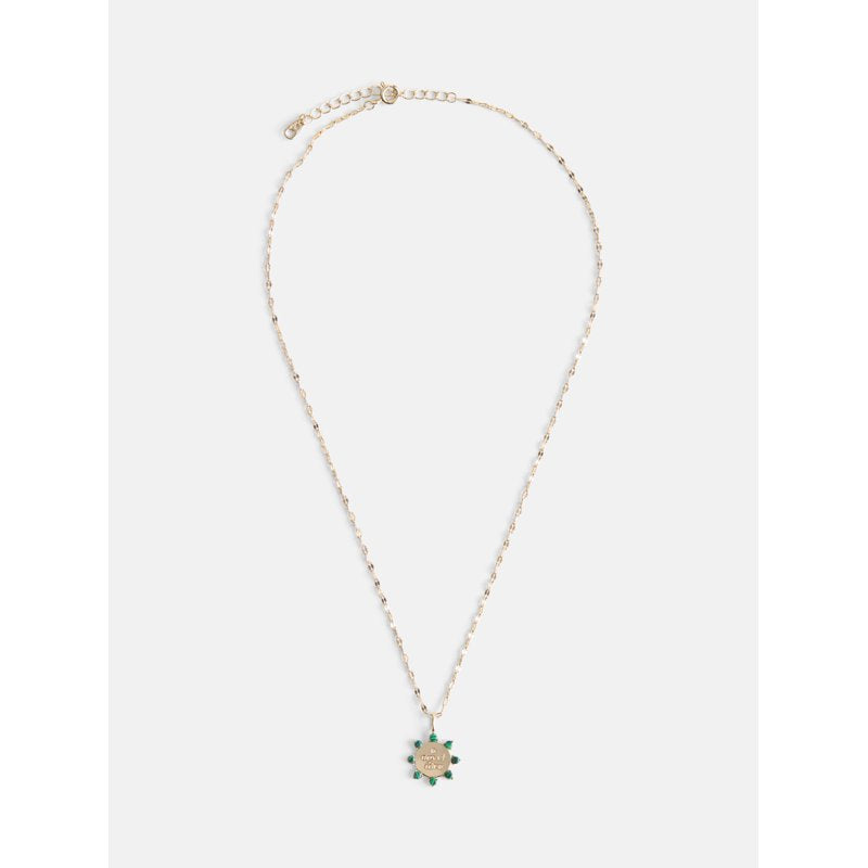 Women's Gold Plated Pendant Necklace with Malachite - Adjustable 16-18"