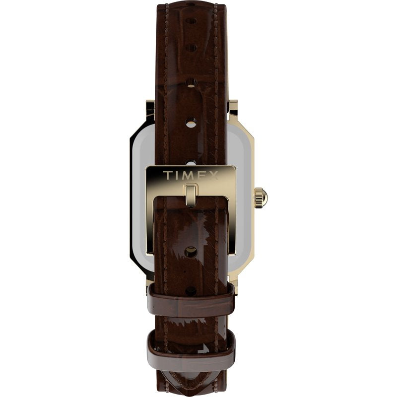 Timex Women's Gold Tone Watch with Croco Grain Leather Strap
