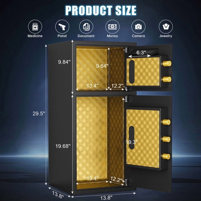 Large Fireproof Drop Safe with Digital Lock & Quick Access Slot – Anti-Theft Business Security