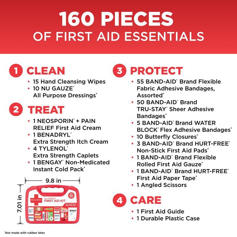 All-Purpose Portable First Aid Kit with 160 Pieces - Compact Emergency Medical Supplies