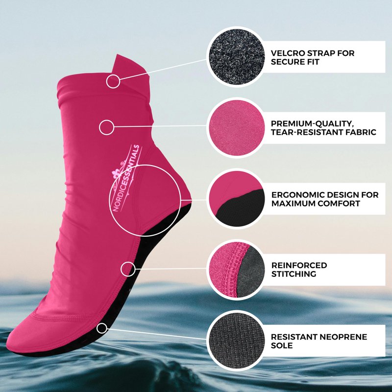 Breathable Swim Socks for Adults - Protective Beach Footwear, Multiple Sizes & Colors