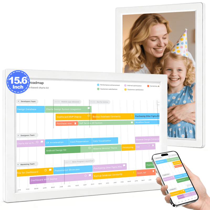 Digital Wall Calendar & Chore Chart 15.6-Inch Touchscreen Family Organizer