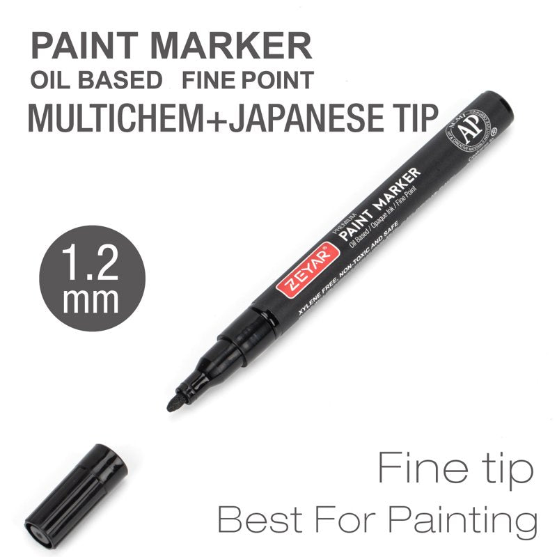 Permanent Oil-Based Paint Markers - Fine Point, Waterproof, Multi-Surface Use