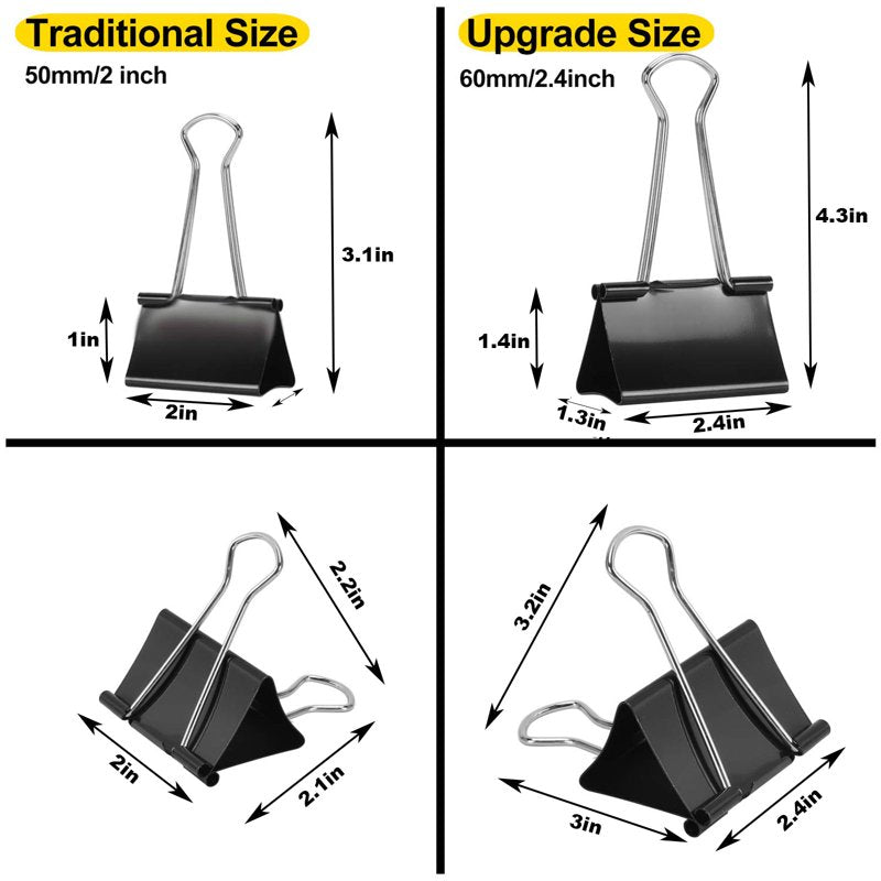 8 Pack Extra Large Binder Clips 2.4 Inch Heavy Duty Jumbo Office Clamps